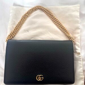 Gucci black leather evening bag